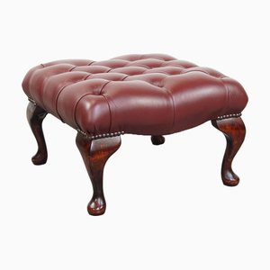 Red-Brown Cowhide Chesterfield Ottoman
