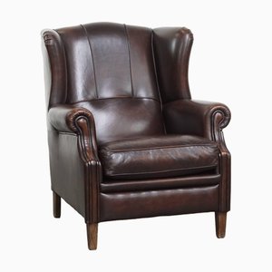 English Style Wing Chair in Cowhide
