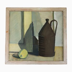 Jug & Lemon Still Life, Oil Painting, Framed