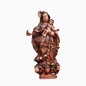 Barocke Madonna mit Kind und peruanischer Silberkrone, Spanien, 18. Jh.