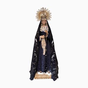 Vergine Addolorata in legno policromo con corona in argento, Spagna, XIX secolo