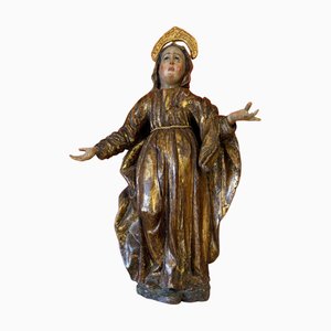 Spanischer Renaissance-Künstler, Saint Anne, 1500er, polychromes und vergoldetes Holz