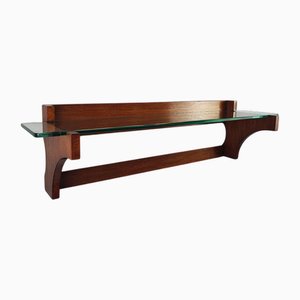 Italienischer Wandmontierter Konsolentisch mit Tischplatte aus Kristallglas, 1960er