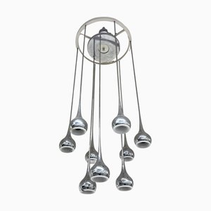 Modernist 9-Light Chandelier attributed to Angelo Brotto for Esperia, 1970s
