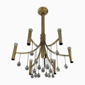 Mid-Century Modern Messing Kronleuchter von Gaetano Sciolari, 1970