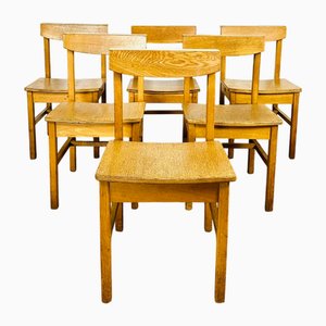 Chaises de Salle à Manger Vintage en Chêne, France, 1950s, Set de 6