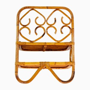 Petite Bibliothèque Mid-Century en Bambou et Rotin, Italie, 1960s