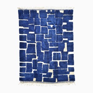Tapis Mrirt en Laine Bleu Majorelle, Maroc, 1990