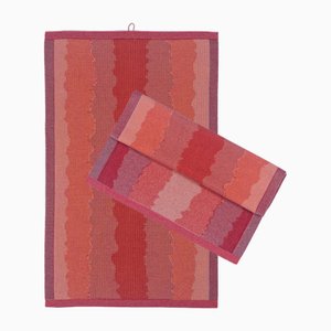 Organic Cotton Wavy Kitchen Towels in Red by BOI, Set of 2