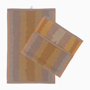 Organic Cotton Wavy Kitchen Towels in Yellow by BOI, Set of 2