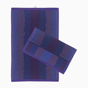 Torchons de Cuisine Ondulés en Coton Bio Violet par BOI, Set de 2