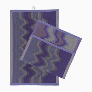 Organic Cotton Zig Zag Kitchen Towels in Purple by BOI, Set of 2