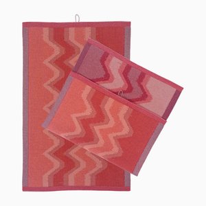 Organic Cotton Zig Zag Kitchen Towels in Red by BOI, Set of 2