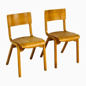 Chaises d'École Vintage en Bois Courbé, 1950s, Set de 2