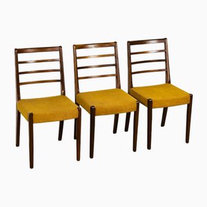 Chaises de Salle à Manger Scandinaves en Teck et Corduroy, 1960, Set de 3