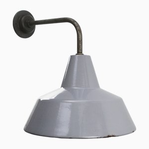 Graue niederländische Vintage Wandlampe aus Emaille & Gusseisen von Philips