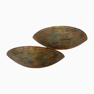 Grandes Appliques Murales Demi Lune en Terre Cuite et Céramique, Italie, 1980s, Set de 2