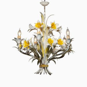 Lustre Lilies Tole en Métal, Italie, 1960s