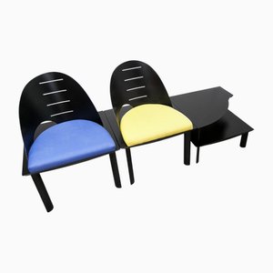 Armchairs and Coffee Table by Patrice Bonneau for Genexco, 1980s, Set of 3