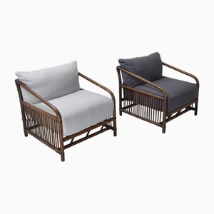 Armlehnstühle aus Bambus Rattan von Vivai del Sud, 1960er, 2er Set