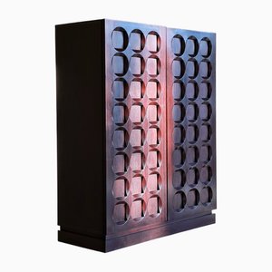 Brutalist Mahogany Bar Cabinet from Defour, Belgium, 1970s