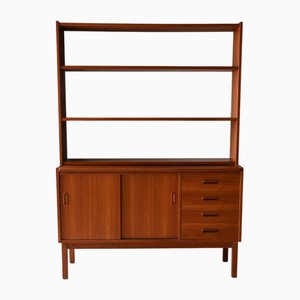 Skandinavisches Vintage Bücherregal aus Teak mit ausziehbarem Schreibtisch, 1960er