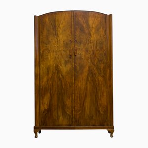 British Art Deco Burr Walnut Wardrobe, 1930s