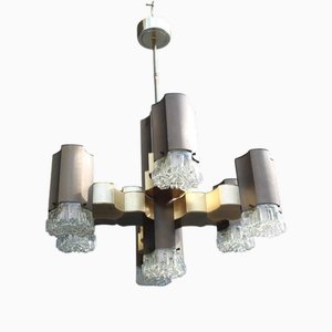 Golden and Brown Chandelier from Sciolari, 1970s