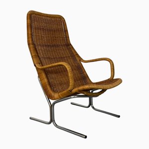 Fauteuil Moderniste Mid-Century en Rotin et Acier par Dirk van Sliedregt pour Gebroeders Jonkers Noordwolde, 1950s