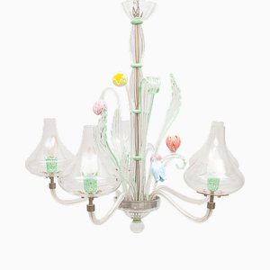 Murano Glas Kronleuchter mit 5 Leuchten, 1970er