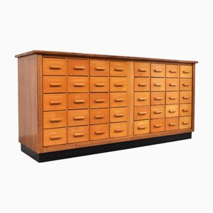 Commode d'École Vintage en Hêtre et Noyer, 1950s