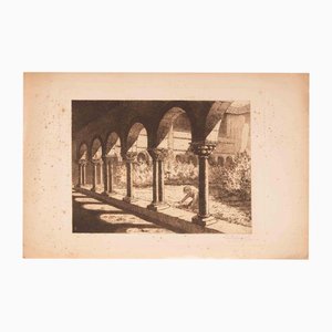 Léon Desbuissons, Le Cloître de St. Papoul, Eau-forte, Fin du XIXe siècle