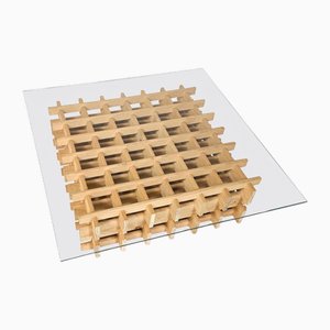 Table Basse Mid-Century Moderne en Bois et Verre, Italie, 1960s