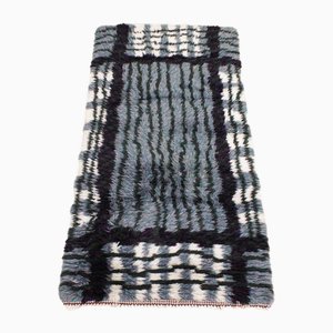 Schwedischer Mid-Century Modern Rya Teppich in Grau, Schwarz & Weiß, 1950er