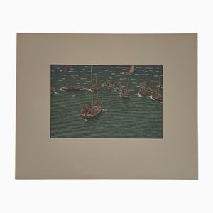 Henri Rivière, Bateaux au mouillage à Tréboul, Lithographie