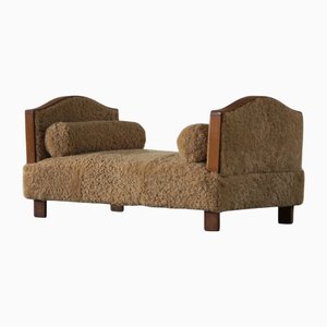 Divan Grace Art Déco Ajustable en Laine d'Agneau, Suède, 1940s
