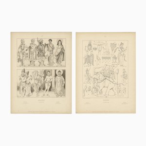 Antique India Costume and Cultural Prints by Max Tilke, 1890s, Set of 2