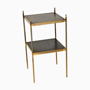 Table d'Appoint Vintage en Laiton et Cuir, 1960s