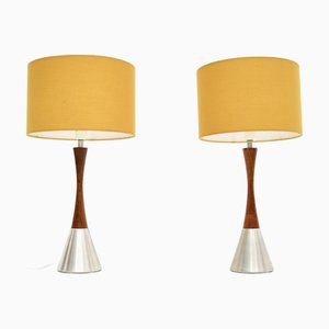 Vintage Swedish Steel Table Lamps from Bergboms, 1960s, Set of 2