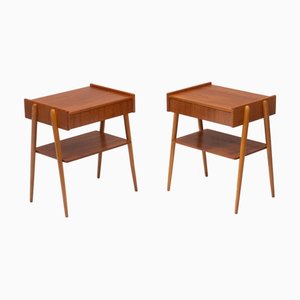 Tables de Chevet Mid-Century en Teck de Carlström & Co, Suède, 1960s, Set de 2