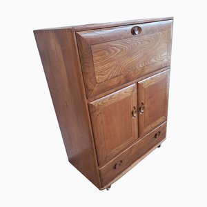 Mid-Century Drinks Cabinet with Secretaire in Elm by Lucian Ercolani for Ercol, 1960s