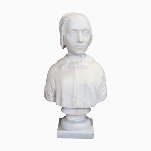 Bust of a Lady, 19th Century, White Marble Sculpture