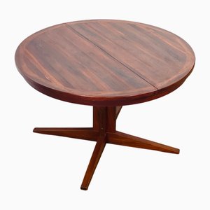 Table de Salle à Manger Ronde Extensible Scandinave en Palissandre, 1960s