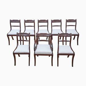 Antique Georgian Regency Mahogany Dining and Carver Chairs, 1825, Set of 8