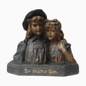 Antique Romantic Plaster Bust, 1890s