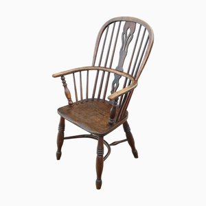 Antique Ash and Elm Windsor Armchair or Carver Elbow-Chair, 19th Century