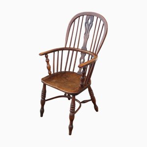 Antique Ash and Elm Windsor Armchair or Carver Elbow-Chair, 19th Century