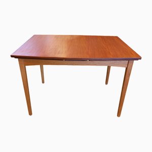 Table de Salle à Manger en Teck et Chêne avec Feuilles Extensibles, Suède, 1960s