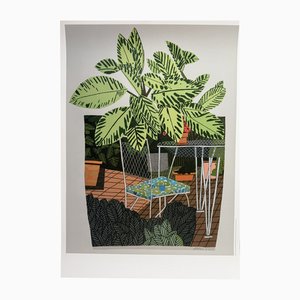 Jonas Wood, Landschaftstopf mit Blumenstuhl, 2016, Druck