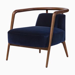 Chaise Essex en Velours Bleu par Javier Gomez